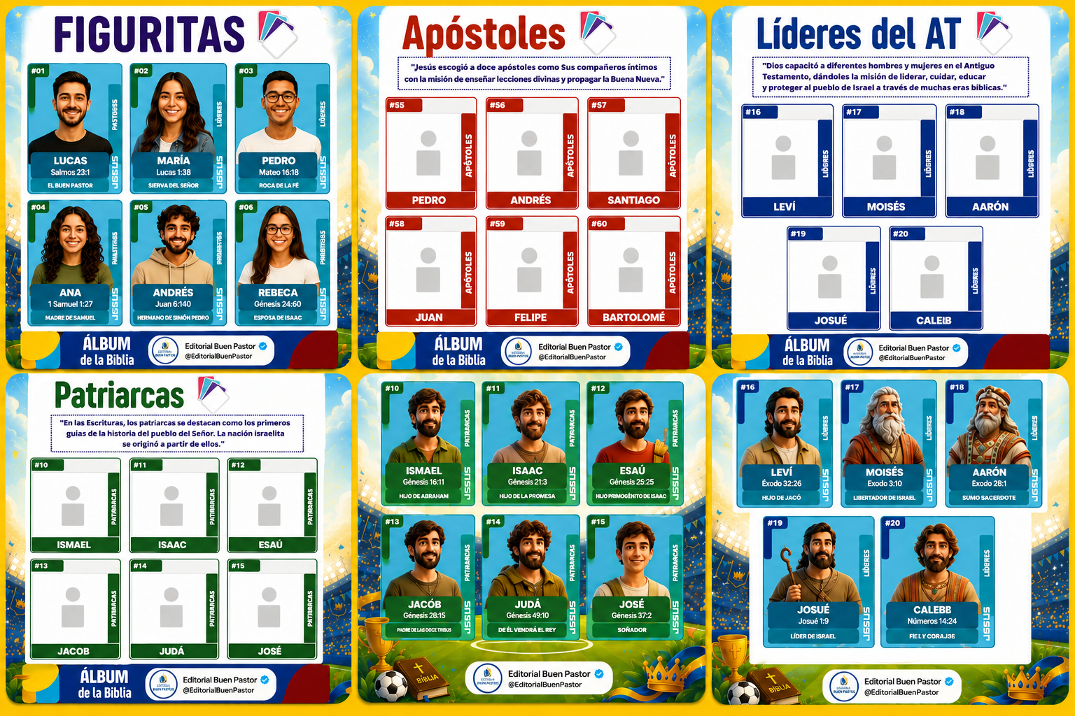 Páginas del Álbum de la Biblia con cromos